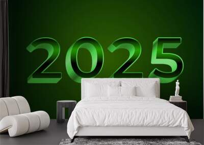 2025 Happy New Year Realistic Decoration Green Design Abstract Logo Symbol Vector Illustration Wall mural