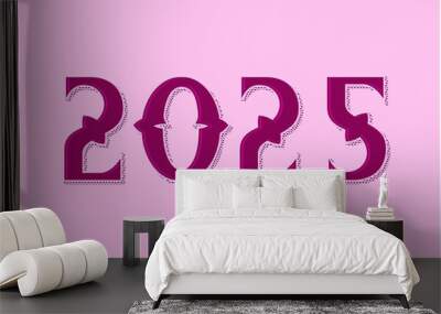 Happy New Year 2025 Design Abstract Purple Elegant Vector Illustration Wall mural