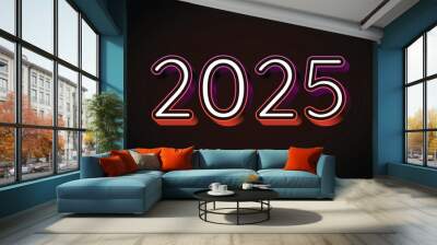 Happy New Year 2025 Design Abstract Realistic Decoration Vector Illustration Wall mural