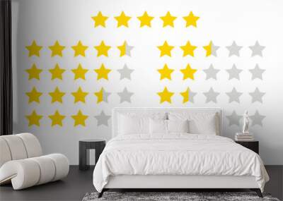 Gold Stars rating icon set, five star rating, Vector illustration. Wall mural