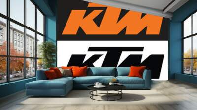 Jakarta, Indonesia - June 30, 2023: KTM vector set logo printed on paper and placed on white background Wall mural