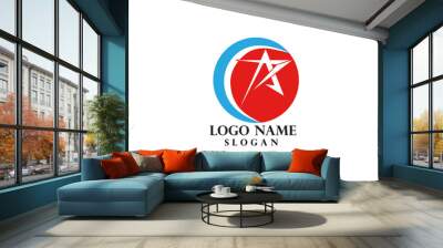 Red and blue Star falcon Logo Template vector icon Wall mural