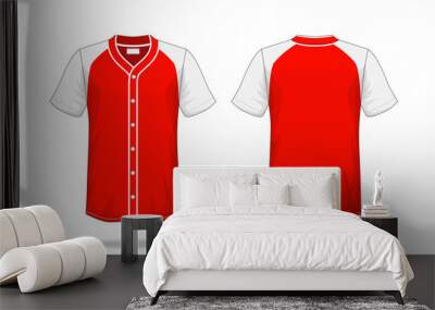 Specification Baseball T Shirt red white Mockup isolated on white background , Blank space on the shirt for the design and placing elements or text on the shirt , blank for printing , illustration Wall mural