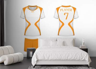 Specification Volleyball Jersey isolated on white background , Sport T Shirt round neck and short pants template. mockup team uniform . Vector layers , Illustration design Wall mural