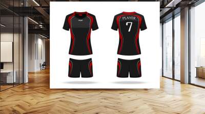 Specification Volleyball Jersey isolated on white background , Sport T Shirt round neck and short pants template. mockup team uniform . Vector layers , Illustration design Wall mural