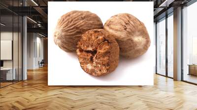 Nutmeg isolated on white Wall mural