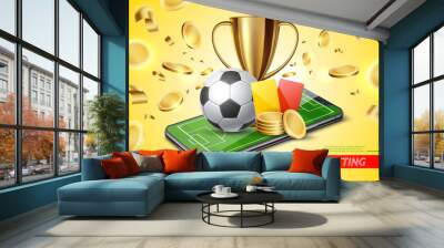 Vector 3d golden cup football card betting promo Wall mural