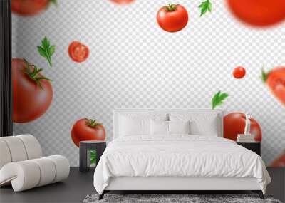 Vector realistic fresh red ripe tomato pattern Wall mural