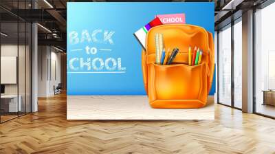 Vector realistic school bag back to school ad Wall mural