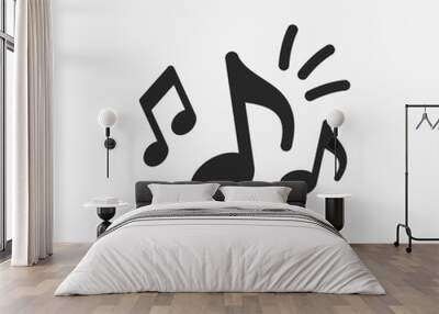 Music notes icon. Musical key signs. Vector symbols on white background. Wall mural