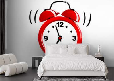 Red alarm clock isolated. Vector illustration in flat style. Wall mural