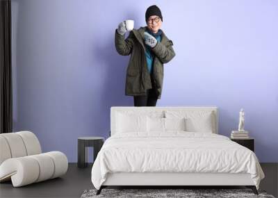 50s man in Winter clothes Wall mural