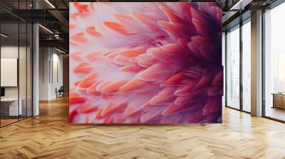 Beautiful close-up of the feathers of a pink flamingo bird. Creative background.  Wall mural