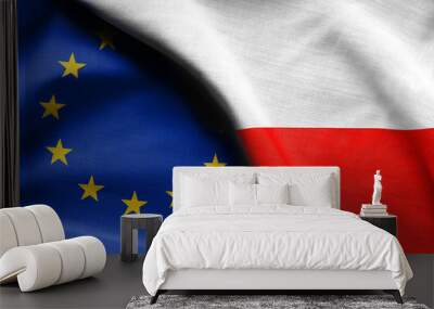 Flags of Poland and european union Wall mural