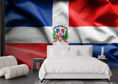 Realistic colourful background, flag of Dominican Republic Wall mural