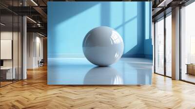 3D Render Abstract Geometric Background with Futuristic Minimal Concept: Clean Style Featuring Blank Ball, Opaque Sphere, and Bubble in Classic Blue Color as an Empty Template for Copy Space and Moder Wall mural