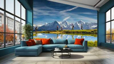 Outdoor activities in the Swiss Alps, Bernese Oberland, Switzerland. Wall mural