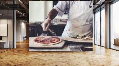 chef preparing pizza Wall mural