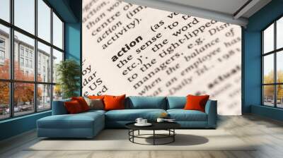 Dictionary definition of the word action Wall mural