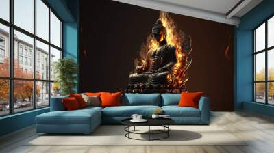 Flaming Buddha Statue Wall mural