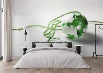 green earth globe pluged in usb Wall mural