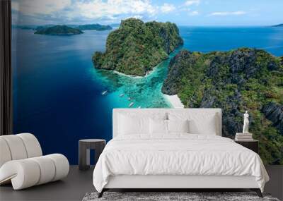 Aerial panorama of Shimizu Island in El Nido, Palawan, Philippines Wall mural