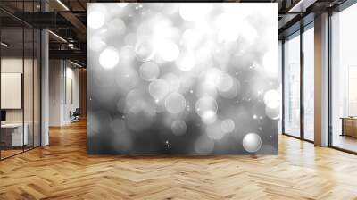 A mesmerizing blur of sparkling silver and white bokeh lights. Wall mural