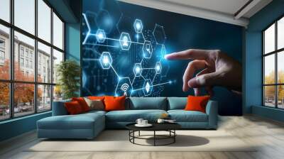 Cyber security data protection business technology privacy concept on virtual screen.Generated by AI Wall mural