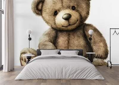 teddy bear isolated on white Wall mural