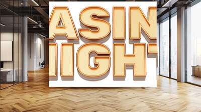 Golden 3d text. typography. 3D illustration. CASINO NIGHT. Wall mural