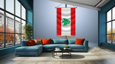 Lebanon Vertical table flag with golden pole of on dark  gradient background Wall mural