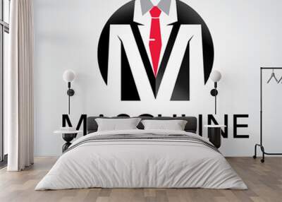 suit man logo design and initial m Wall mural