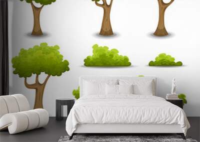 Forest Trees, Hedges And Bush Set Wall mural