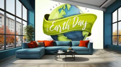 Happy Earth Day Holiday Banner/ Illustration of a happy earth day banner, for environment safety celebration Wall mural