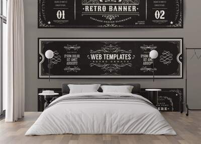 Vintage Web Banners Templates Set Wall mural