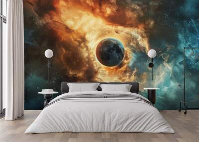 Fine art prints of celestial bodies and cosmic phenomena.realistic, uhd, 4k, hyperrealistic --ar 3:2 Job ID: 4b92e410-7bd6-44b5-a7c0-b2440ee8c8c2 Wall mural