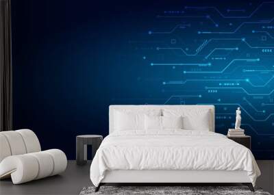 abstract technology background blue.Circuit board digital design. Wall mural