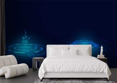 Hologram podium.futuristic circle blue vector HUD.Podium.Modern technology.Gaming. Wall mural