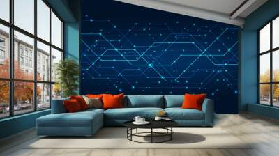 Technology background.Circuit board with the light dark blue. Wall mural