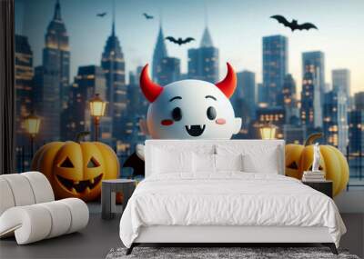 halloween jack o lantern with pumpkin with cute dracula Wall mural