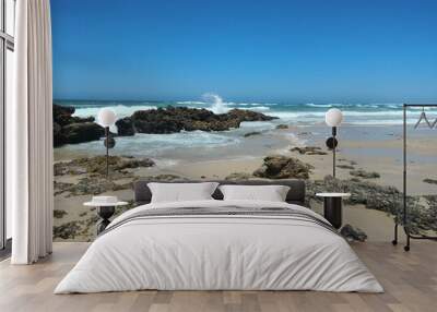 Beach, rocks & waves. Wall mural