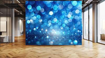 Abstract aerial blue bokeh background with a soft light effect Wall mural