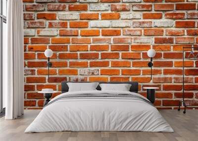 Abstract background of red brick wall with white cement surface Wall mural