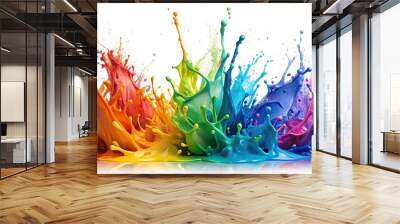 colorful paint splashes isolated on white abstract splashing Minimalist Wall mural