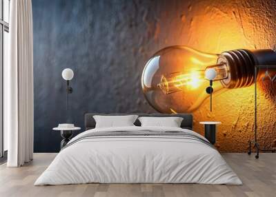 Erratically flickering light bulb on wall Wall mural