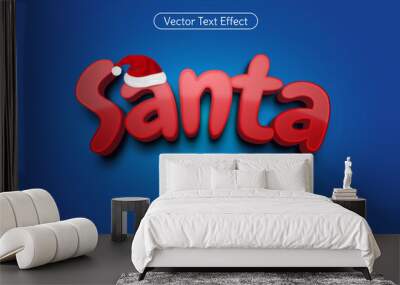 Creative three dimension text Santa editable style effect template Wall mural