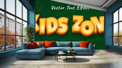 Editable text effect kids zone 3d text and comic text style Wall mural