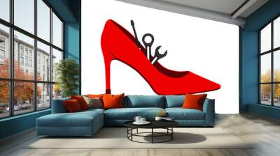 Illustration Vector Graphic of High Heels Repair Logo. Perfect to use for Fashion Company Wall mural