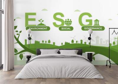 Banner ESG icons environment society and governance ESG concepts about environment society Wall mural