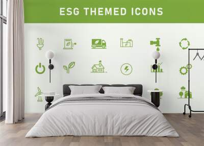 ESG banner icon set on environmental, social and governance concepts. greenery with nature ready set on a white background vector illustration Wall mural